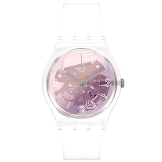 ΡΟΛΟΙ SWATCH GE290 SWATCH Gents Pink Disco Fever White Silicone Strap