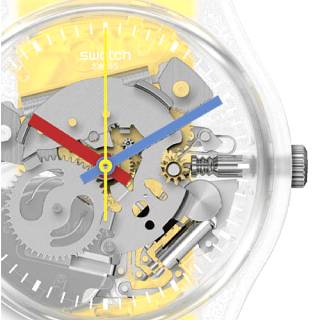 ΡΟΛΟΙ SWATCH  GE291 SWATCH Clearly Yellow Striped with Yellow Silicone Strap