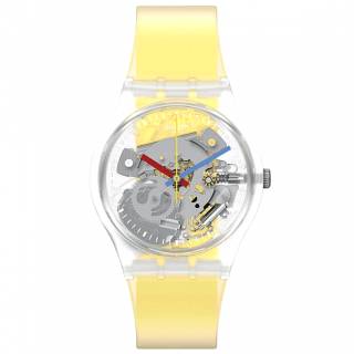 ΡΟΛΟΙ SWATCH  GE291 SWATCH Clearly Yellow Striped with Yellow Silicone Strap