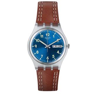 ΡΟΛΟΙ SWATCH  GE709 SWATCH Windy Dune Brown Leather Strap