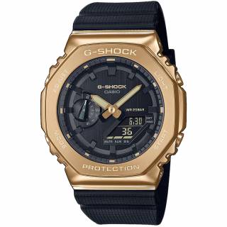 ΡΟΛΟΙ CASIO GM-2100G-1A9ER CASIO G-SHOCK Chronograph Black X Gold 2100 Series Black Rubber Strap