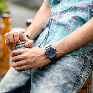 ΡΟΛΟΙ CASIO  GM-2100N-2AER CASIO G-SHOCK Chronograph Blue Rubber Strap