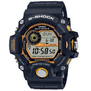 ΡΟΛΟΙ CASIO  GW-9400Y-1ER G-SHOCK Master of G-Land Rangeman Tough Solar Chronograph Black Rubber Strap