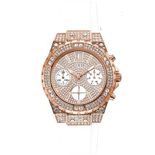 ΡΟΛΟΙ GUESS  GW0038L2 GUESS Crystals  Ladies White Rubber Strap