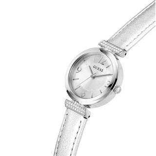 ΡΟΛΟΙ GUESS GW0614L1 GUESS Array Crystals Silver Leather Strap