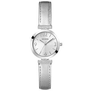 ΡΟΛΟΙ GUESS GW0614L1 GUESS Array Crystals Silver Leather Strap