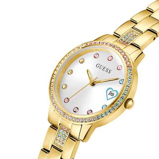 ΡΟΛΟΙ GUESS GW0657L2 GUESS Three Of Hearts Crystals Gold Stainless Steel Bracelet