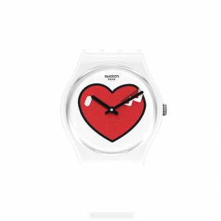 ΡΟΛΟΙ SWATCH  GW718 SWATCH Love O' Clock White Silicone Strap