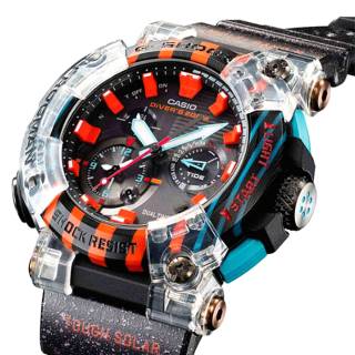 ΡΟΛΟΙ CASIO  GWF-A1000APF-1AER G-SHOCK Poison Dart Frog Frogman Anniversary Solar Dual Time Chronograph Black Rubber Strap Limited Edition