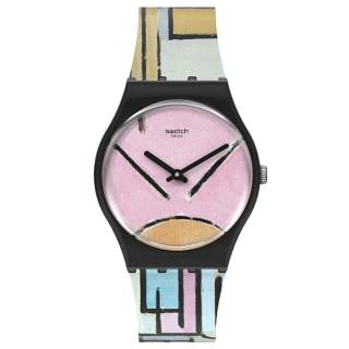 ΡΟΛΟΙ SWATCH GZ350 SWATCH MoMA Composition In Oval With Color Planes 1 By Piet Mondrian Silicone Strap