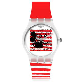 ΡΟΛΟΙ SWATCH  GZ352 SWATCH New Gent Mouse Mariniere Red Silicone Strap