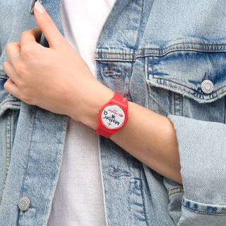 ΡΟΛΟΙ SWATCH  GZ713 SWATCH All About Mom Limited Edition Red Silicone Strap