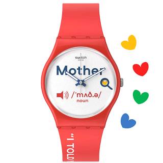 ΡΟΛΟΙ SWATCH  GZ713 SWATCH All About Mom Limited Edition Red Silicone Strap