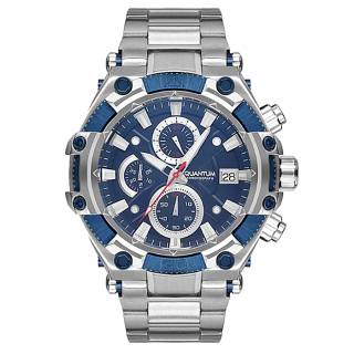 ΡΟΛΟΙ QUANTUM  HNG715.390  QUANTUM Hunter Chronograph Silver Stainless Steel Bracelet