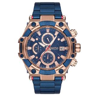 ΡΟΛΟΙ QUANTUM  HNG715.490 QUANTUM Hunter Chronograph Blue Stainless Steel Bracelet