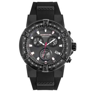 ΡΟΛΟΙ QUANTUM  HNG795.651 QUANTUM Mens Chronograph Black Rubber Strap