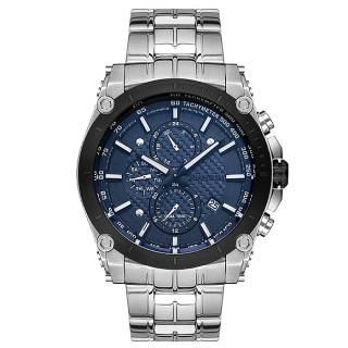 ΡΟΛΟΙ QUANTUM  HNG800.390 QUANTUM Mens Dual Time Silver Stainless Steel Bracelet