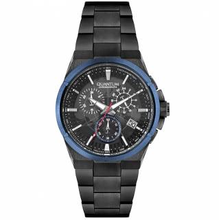 ΡΟΛΟΙ QUANTUM  HNG809.650 QUANTUM Chronograph Black Stainless Steel Bracelet