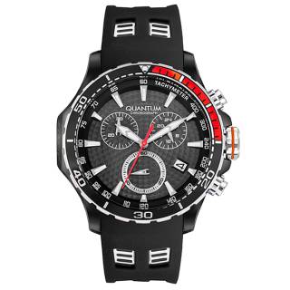 ΡΟΛΟΙ QUANTUM  HNG834.651 QUANTUM Gents Chronograph Black Silicone Strap