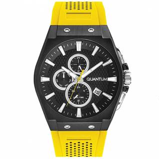 ΡΟΛΟΙ QUANTUM  HNG939.654 QUANTUM Dual Time Yellow Silicone Strap