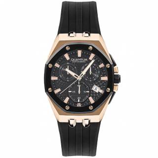 ΡΟΛΟΙ QUANTUM  HNG949.851 QUANTUM Chronograph Black Silicone Strap