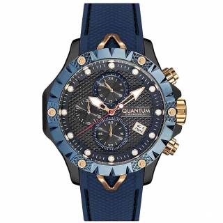 ΡΟΛΟΙ QUANTUM  HNG957.099 QUANTUM Chronograph Blue Silicone Strap