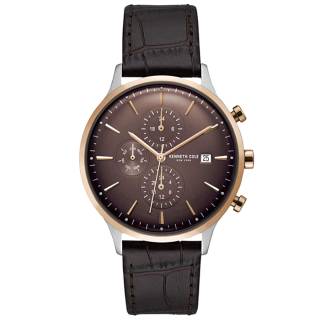 Ρολόι KENNETH COLE  KC15181005 KENNETH COLE Gents Dual Time Black Leather Strap