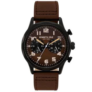 Ρολόι KENNETH COLE KC51026003 KENNETH COLE Gents Dual Time Brown Leather Strap