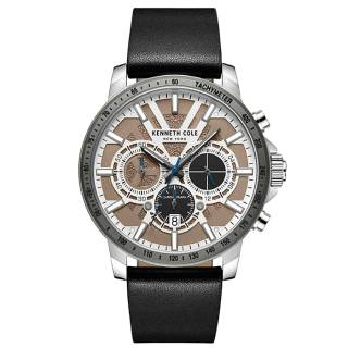 Ρολόι KENNETH COLE KCWGC2234805 KENNETH COLE Modern Dress Chronograph Black Leather Strap