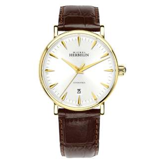 ΡΟΛΟΙ MICHEL HERBELIN MH1647-P11MA MICHEL HERBELIN Inspiration Automatic Brown Leather Strap