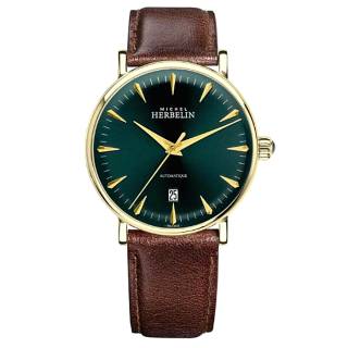 ΡΟΛΟΙ MICHEL HERBELIN MH1647-P16BR MICHEL HERBELIN Inspiration Automatic Brown Leather Strap