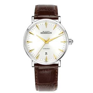 ΡΟΛΟΙ MICHEL HERBELIN MH1647-T11MA MICHEL HERBELIN Inspiration Automatic Brown Leather Strap