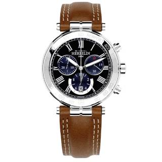 ΡΟΛΟΙ MICHEL HERBELIN MH37654-AP04GO MICHEL HERBELIN Newport Classic Chrono Brown Leather Strap