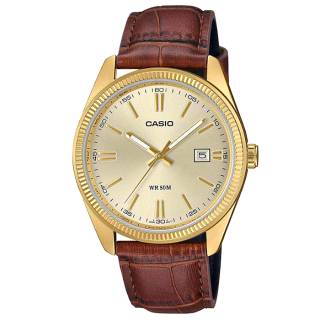 ΡΟΛΟΙ  CASIO  MTP-1302PGL-9AVEF CASIO Collection Brown Leather Strap