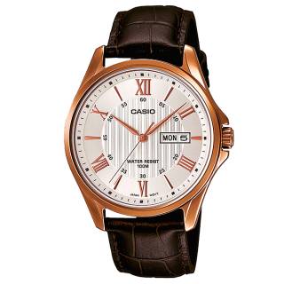 ΡΟΛΟΙ  CASIO   MTP-1384L-7AVEF CASIO Collection Brown Leather Strap