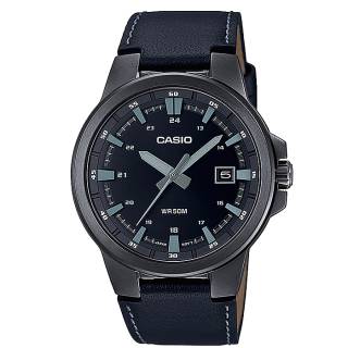 ΡΟΛΟΙ  CASIO   MTP-E173BL-1AVEF CASIO Collection Black Leather Strap