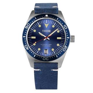 ΡΟΛΟΙ  FONDERIA  P-6A013UBB FONDERIA The Captain Blue Leather Strap