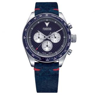 ΡΟΛΟΙ  FONDERIA  P-9A011UBS FONDERIA Saltspeeder Chronograph Blue Leather Strap