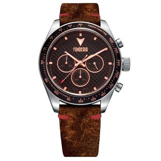 ΡΟΛΟΙ  FONDERIA  P-9A011UNN FONDERIA Saltspeeder Chronograph Brown Leather Strap