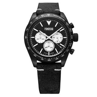 ΡΟΛΟΙ FONDERIA  P-9N011UN1 FONDERIA Saltspeeder Chronograph Black Leather Strap