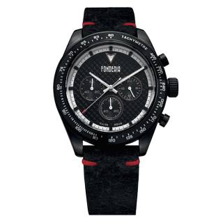 ΡΟΛΟΙ  FONDERIA  P-9N011UNN FONDERIA Saltspeeder Chronograph Black Leather Strap