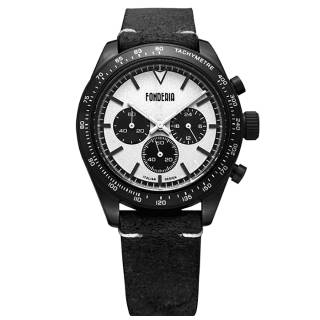 ΡΟΛΟΙ  FONDERIA  P-9N011USN FONDERIA Saltspeeder Chronograph Black Leather Strap