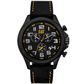 ΡΟΛΟΙ CATERPILLAR   PU26334117 CATERPILLAR Operator  Chronograph Black Leather Strap