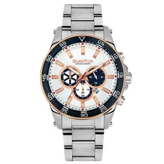 ΡΟΛΟΙ QUANTUM  PWG646.530 QUANTUM Powertech Chronograph Silver Stainless Steel Bracelet