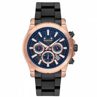 ΡΟΛΟΙ QUANTUM  PWG677.460 QUANTUM Powertech Chronograph Black Stainless Steel Bracelet