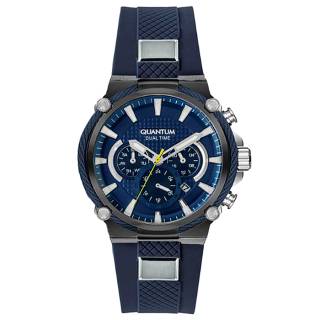 ΡΟΛΟΙ QUANTUM  PWG709.099  QUANTUM Powertech Dual Time Blue Silicone Strap