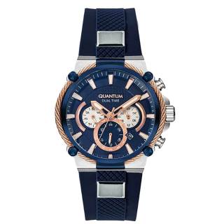 ΡΟΛΟΙ QUANTUM  PWG709.599 QUANTUM Powertech Dual Time Blue Silicone Strap