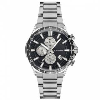 ΡΟΛΟΙ QUANTUM  PWG936.350 QUANTUM Dual Time Silver Stainless Steel Bracelet