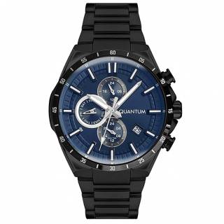 ΡΟΛΟΙ QUANTUM  PWG936.690 QUANTUM Dual Time Black Stainless Steel Bracelet