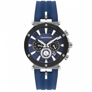 ΡΟΛΟΙ QUANTUM  PWG967.399 QUANTUM Dual Time Blue Silicone Strap